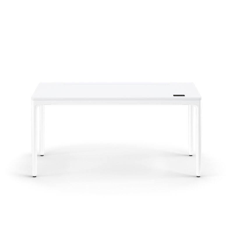 eFloat Quattro, 23 in. D x 58 in. W Sit-Stand Desk with Carbon Black Base, Carbon Black Painted Wood Top, and Black Salzburg Leather Cable Manager