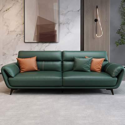 Green Genuine Leather Standard Sofa cushion Loveseat