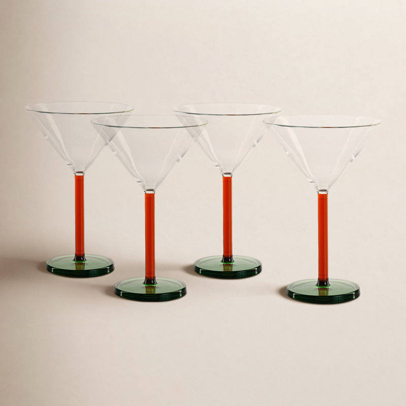 Ensemble de 4 verres à martini Vireo, Ambre / vert