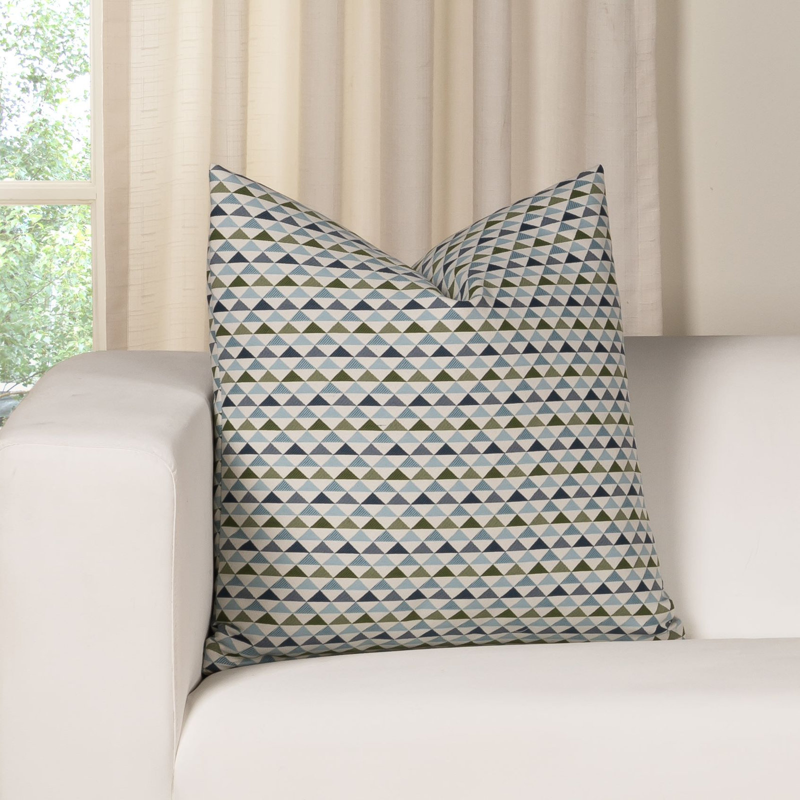 Mauna Striped Indoor/Outdoor Reversible Throw Pillow, Blue, Square 22"
