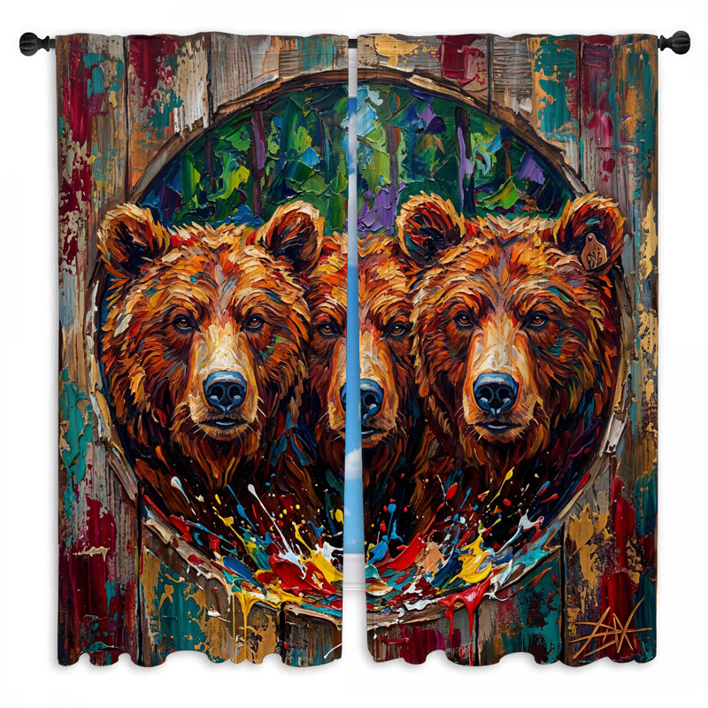 Three Brown Bears - 2 panneaux de rideaux obscurcissant, Sheer, 40in x 82in - 2 panels