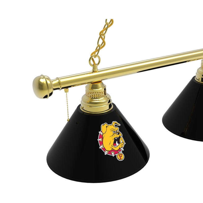 3 - Light Pool Table Lights Pendant, Brass, Ferris State Bulldogs