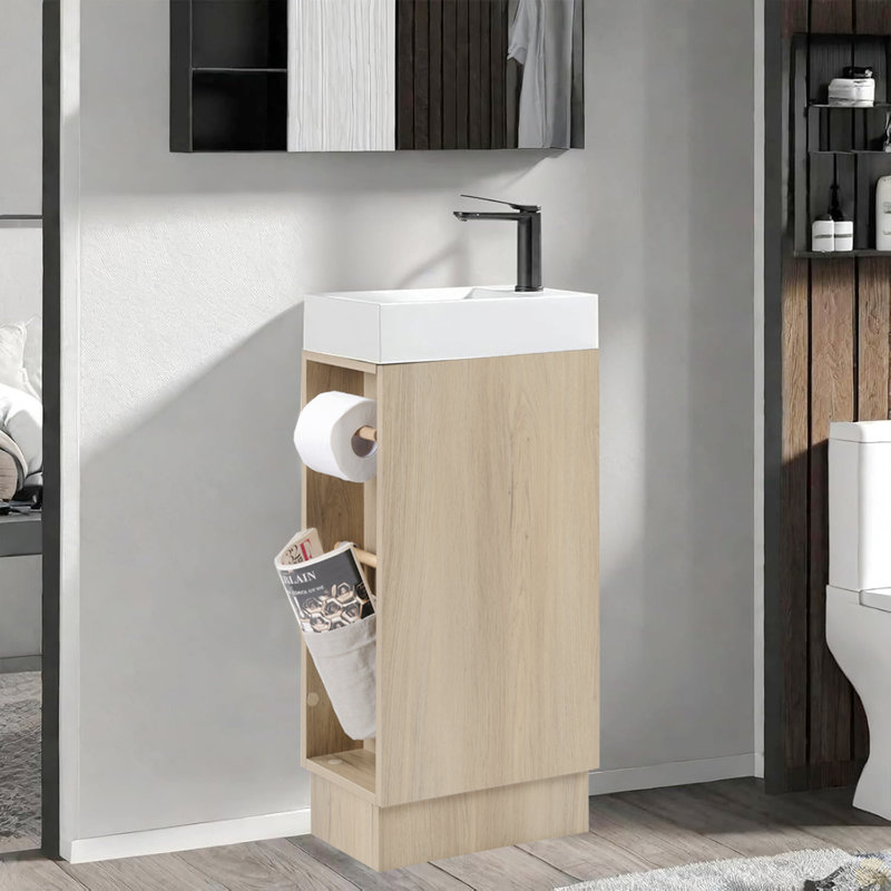 Ensemble de meuble-lavabo 16 po, Bois de frêne naturel