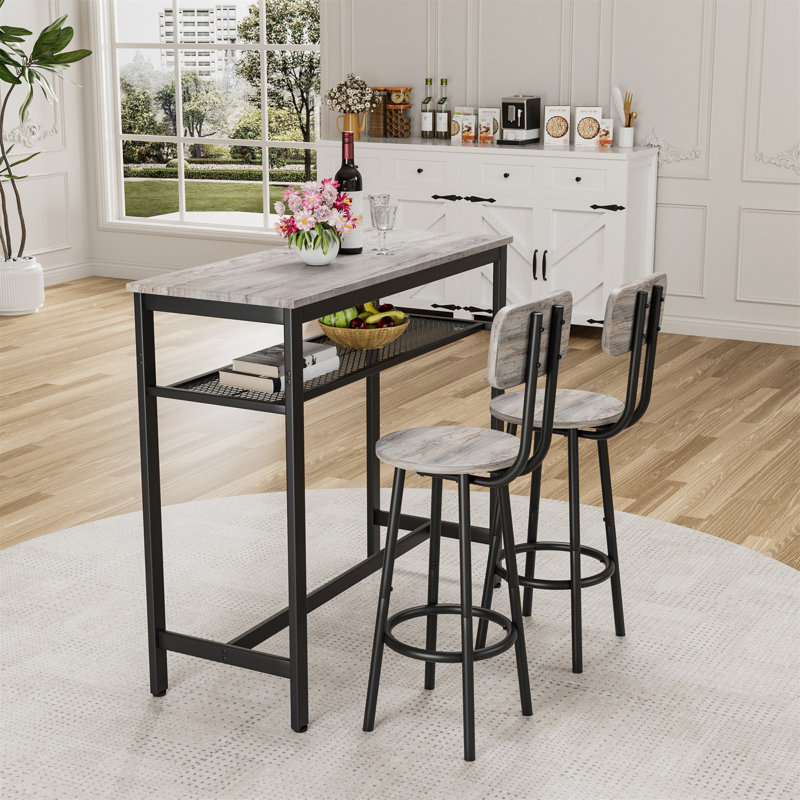 Ensemble de table et chaises de bar, Gris, Noir, Gris
