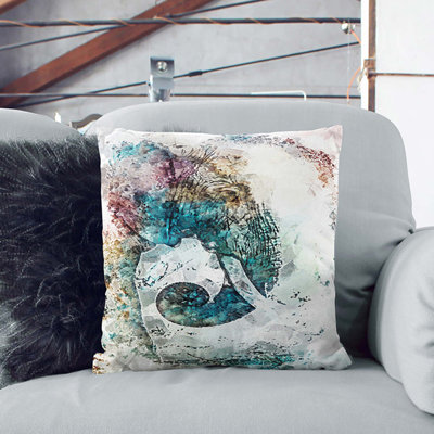 Elephant Profile in Abstract Cushion with Filling