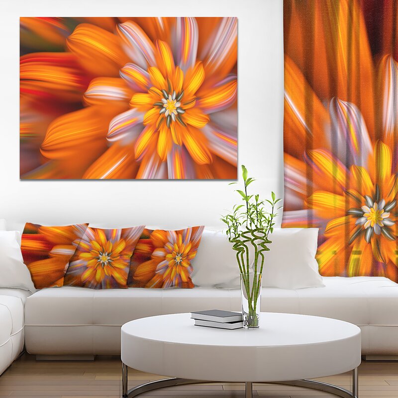 Massive Orange Fractal Flower On Canvas Print