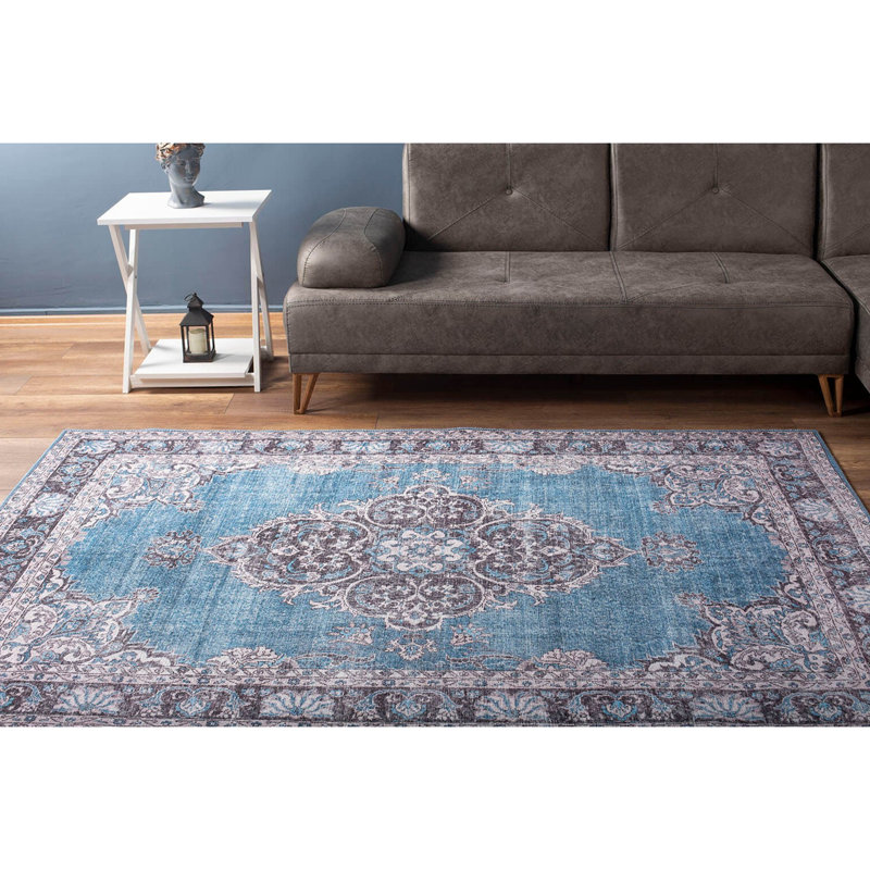 Luxurious Machine Washable Area Rug, 4.9 x 7.5 Feet, 100% Polyester, 1850 g/m², Pile Height: 0.2 inches | Eco-Friendly Recycled Poly Cotton Backing | Perfect for Living Room & Bedroom, Soft and Durable Design