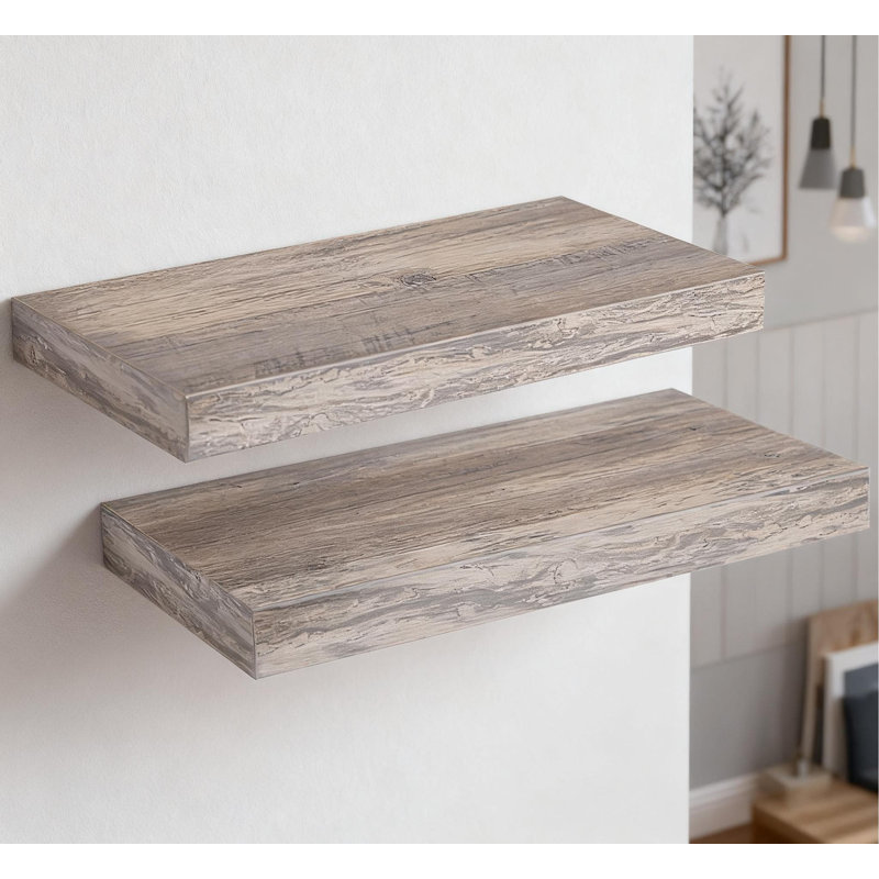 Floating Shelves Set Of 2 With Invisible Brackets, Wall Mounted Shelves For Bathroom, Kitchen, Living Room, Bedroom, Office Decor, Heavy Duty Storage And Display Shelves