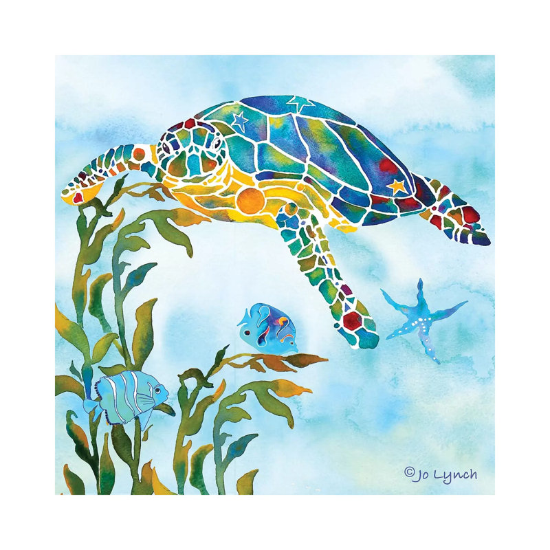 Sea Turtle Kelp Fish by Jo Lynch - Wrapped Canvas Gallery-Wrapped Canvas Giclée, 45.72cm H x 45.72cm W