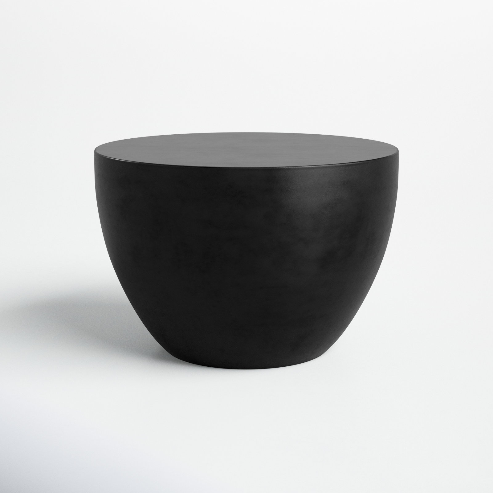 Julie Concrete Drum End Table, Black