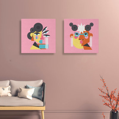 Élégantes toiles décoratives (2 pièces) de 15,8 po x 15,8 po chacune | 100% toile avec cadre 100% bois | Parfait pour la décoration de salon ou de chambre à coucher, art accrocheur pour les espaces modernes