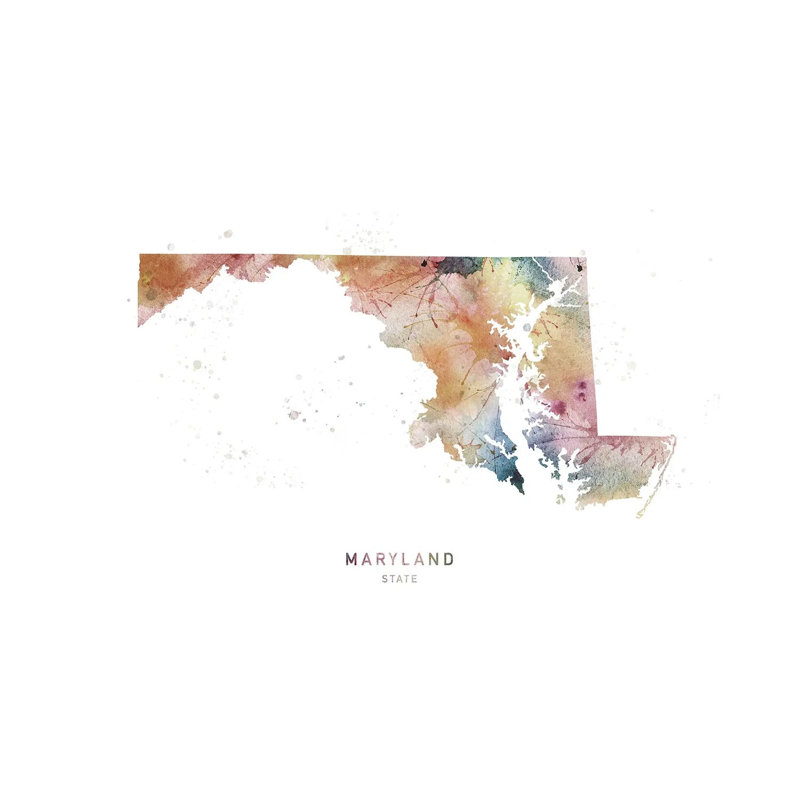 Maryland State Map - Wrapped Canvas Painting, 66.04 cm H x 45.72 cm W