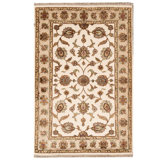 Hand-Knotted High-Quality Ivory and Gold Area Rug