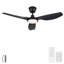 Ventilateur de plafond noir imperméable moderne de 52 pouces avec moteur à courant continu silencieux et léger