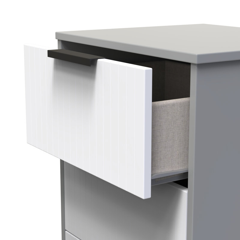 Atsumi 45cm W Manufactured Wood Bedside Table, White Matt/Dusk Grey
