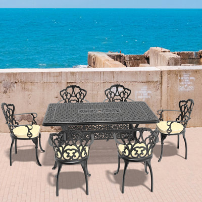 (Coussins de couleurs aléatoires) Ensemble de meubles de patio en aluminium coulé avec coussins