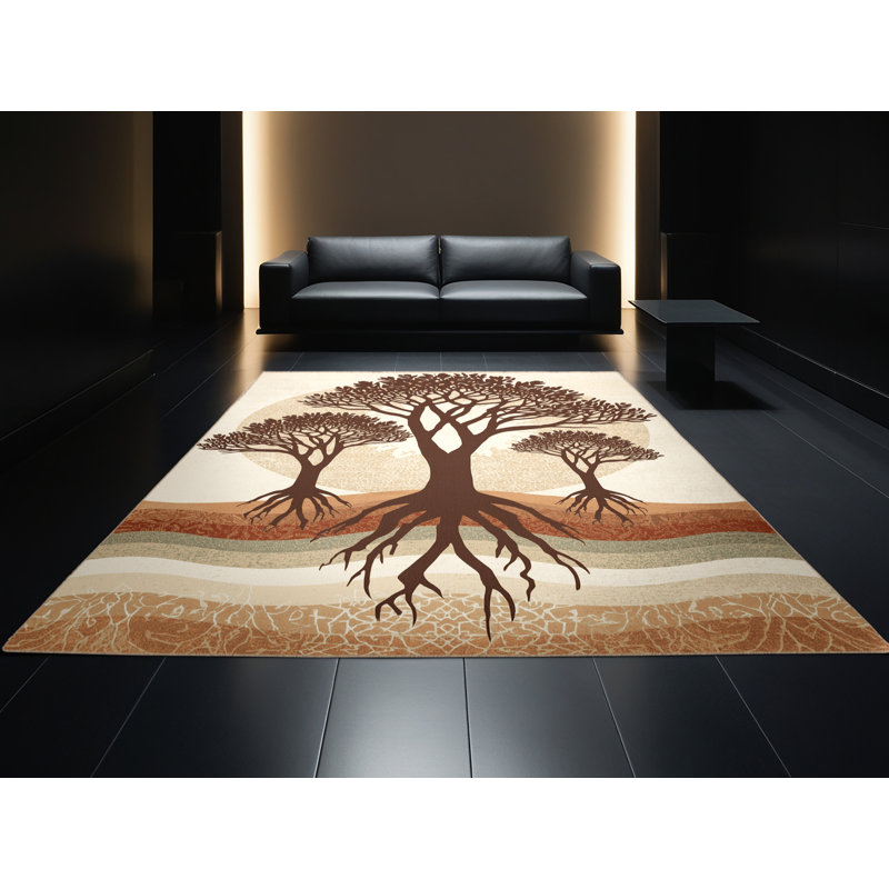 Machine Washable Ovaline Global Inspired Moroccan Rug in Beige – Beige Binding, 2x3