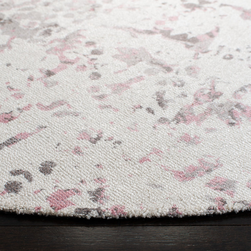 Stahlman Hand Tufted Viscose Geometric Rug, Round 6'