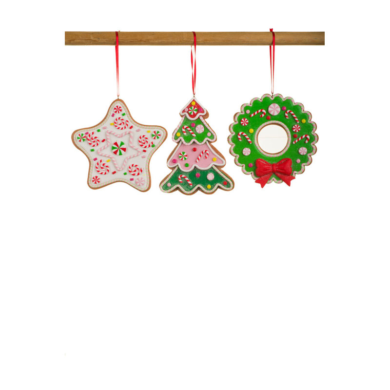 Ensemble de 2 ornements Green Clay Christmas