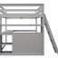 Lit mezzanine double avec bureau, tablettes et cadre gris - Construction en bois de pin pour une chambre à coucher fascinante-303046815-303046813
