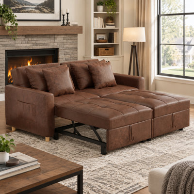 2 Seater Faux Leather Sofa Bed
