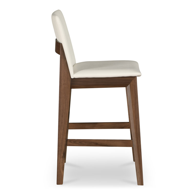 Deco Counter Stool White PVC, Walnut, Counter Stool (26” Seat Height)