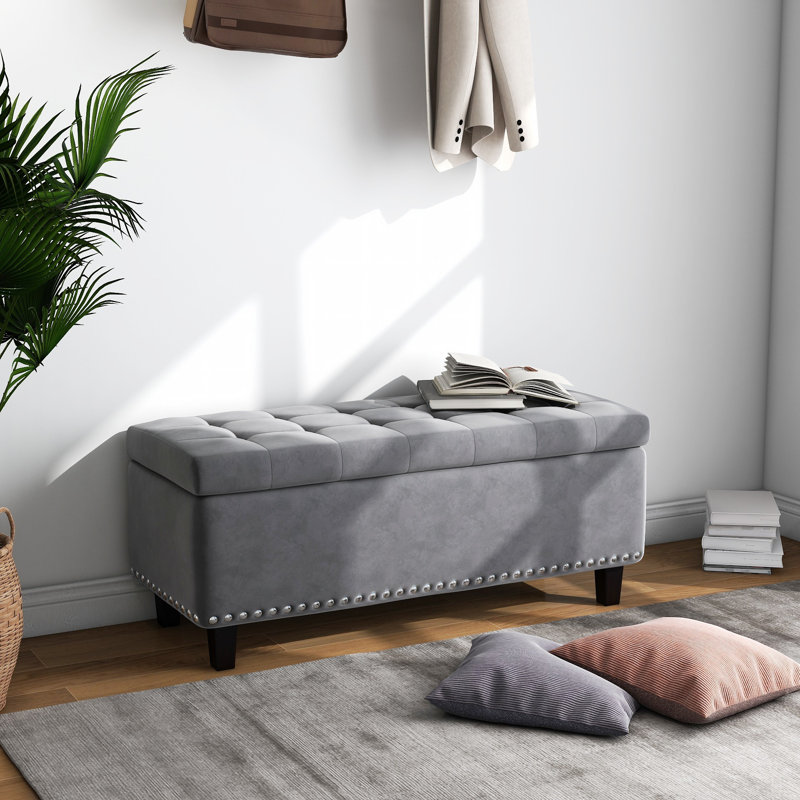 Worcester Velvet Ottoman, Gray Velvet