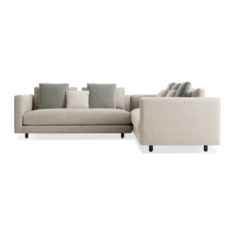 Hands Down Sectional, Camel Velvet/Sanford Navy, Left Hand Facing, Tofte Navy Polyester Blend