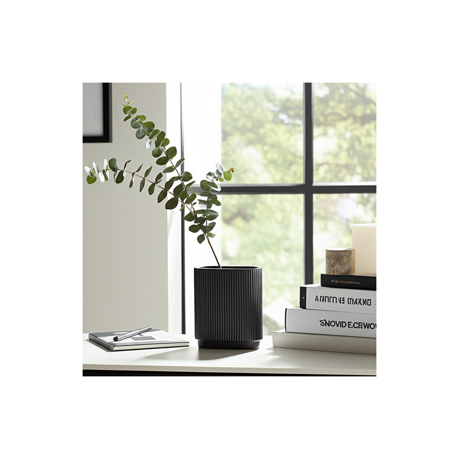 Ceramic Vase - Elegant Centerpiece, Perfect for Modern Living Spaces, 8" H x 7" W x 3" D, Black