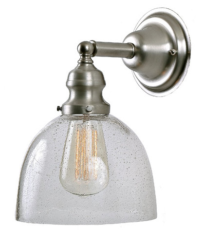 Shumway Armed Sconce, Clear, Polished Nickel