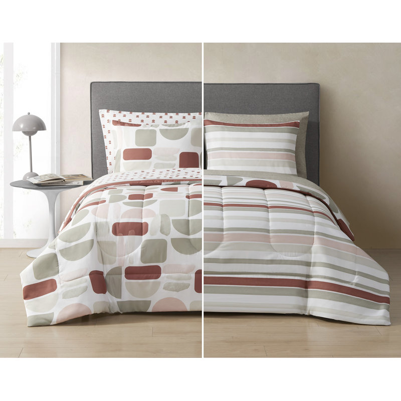 Kaiser 7 Piece Mix & Match Bedding Set, Queen Comforter + 6 Additional Pieces, Orange