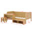Lit de jour simple fonctionnel en bois avec tablettes de rangement intégrées et bureau-1396014403