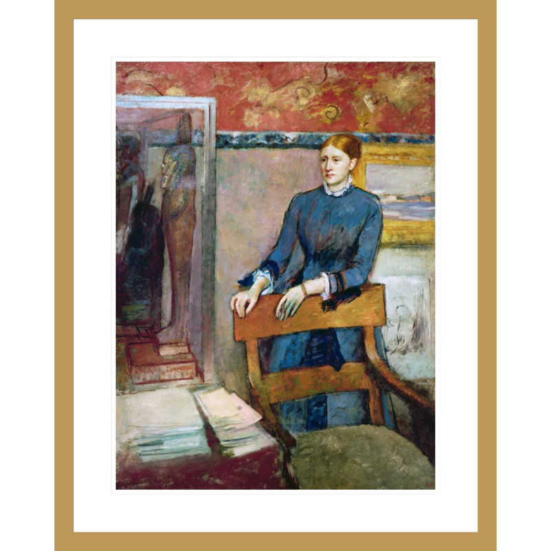 «Helene Rouart in Her Father's Study» par Edgar Degas, impression par estampe numérique encadrée, H 29,29 po x l 23,5 po