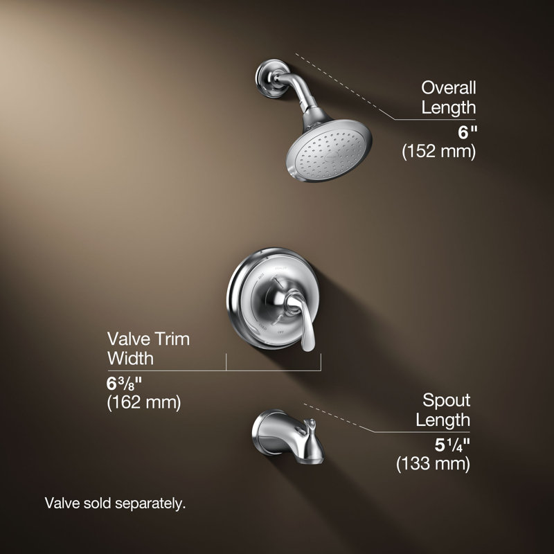 Forté Sculpted Rite-Temp Bath and Shower Trim, Vibrant French Gold