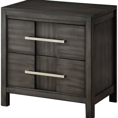 1Pc Transitional Nightstand, 2 Felt - Lined Drawers, Solid Wood Base, Veneer, Bedroom Feature Piece Color Drawer Style, And Top, Coziness
