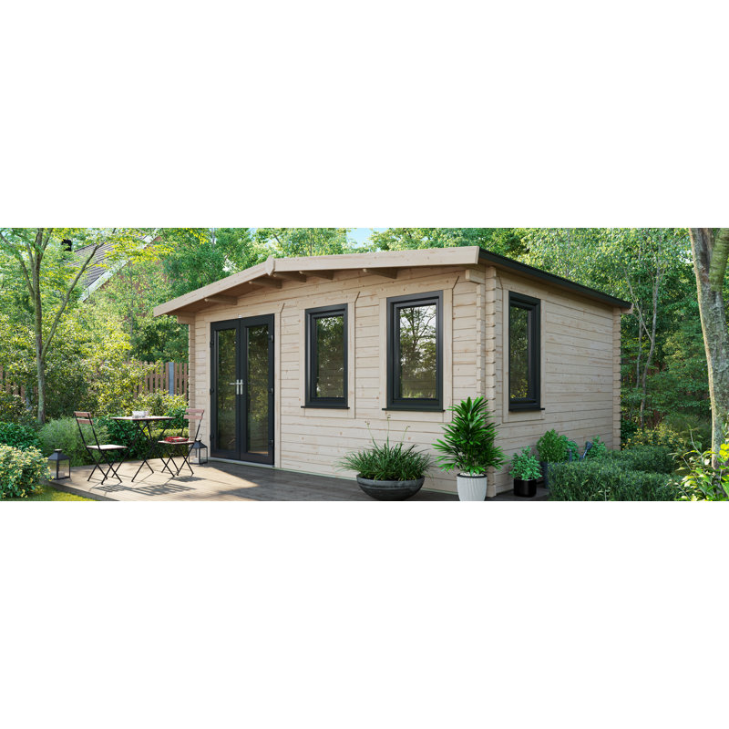 Powersheds Apex 12 x 16ft Chalet Log Cabin, Doors to the Left - 44mm