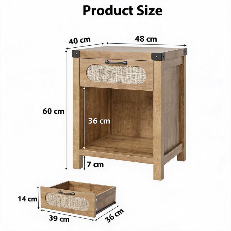 50 cm W Bedside Table