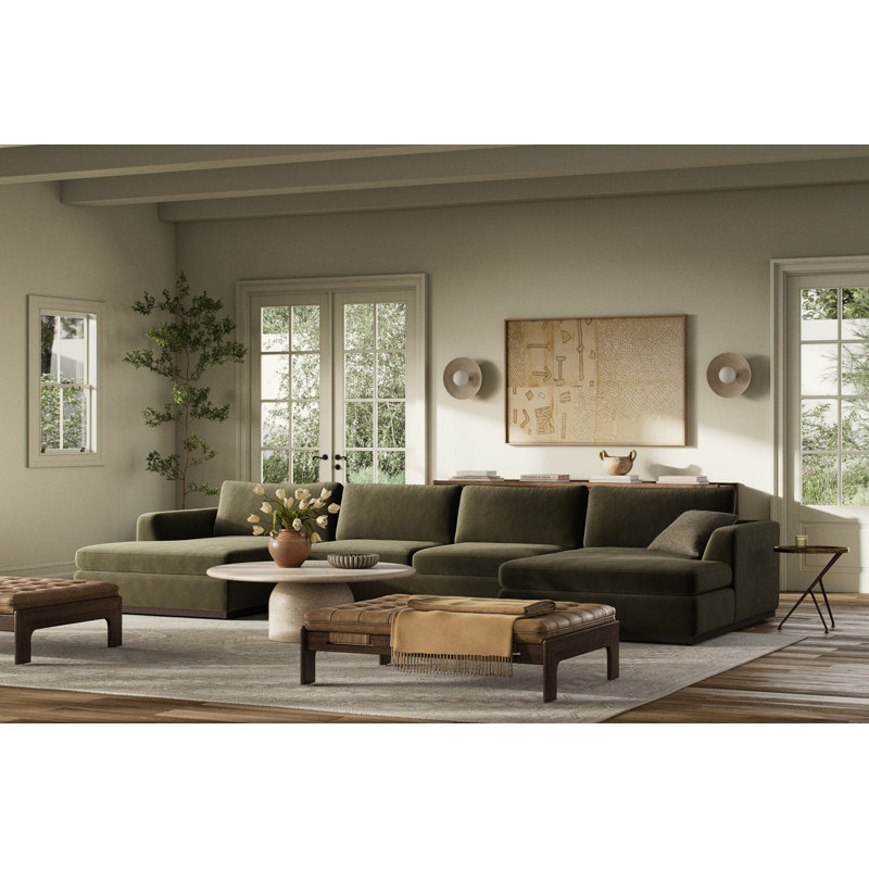 Colt 3PC U Sectional-Surrey Olive, Surrey Olive Cotton Blend