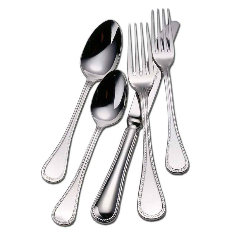 Le Perle 5 - Piece Stainless Steel Flatware Set - Service for 1, Platinum