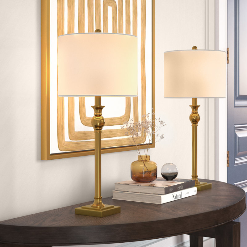 Augrave 28" Modern Metal Table Lamp USB Port Soft Lighting for Bedroom Living Room, Polished Brass