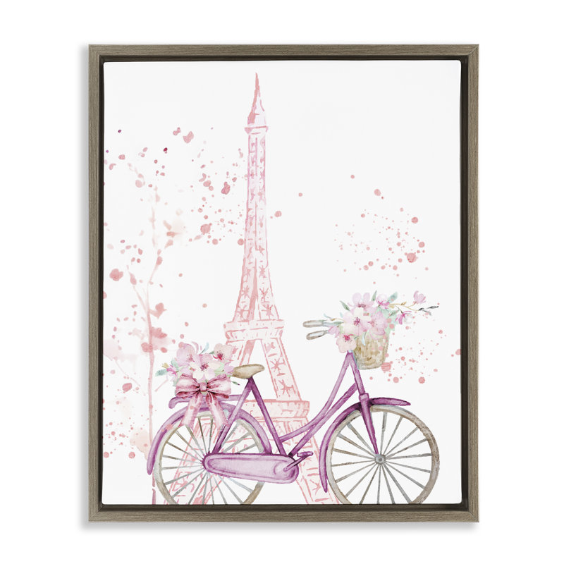 Cadre parisien à bicyclette et éclaboussures modernes, design par Kim Allen, H 31 po x l 25 po