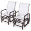 Ensemble de 2 fauteuils à bascule d'extérieur de style transitionnel, avec accoudoirs incurvés et dossier haut, pour jardin et terrasse.-1172542719