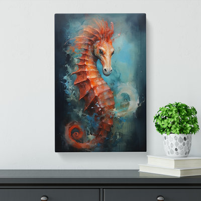 Seahorse Action Painting Art - Wrapped Canvas