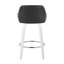 Tabouret de bar à hauteur fixe avec pivot en bois blanc et similicuir noir avec repose-pieds rond chromé - ensemble de 2-1505162189