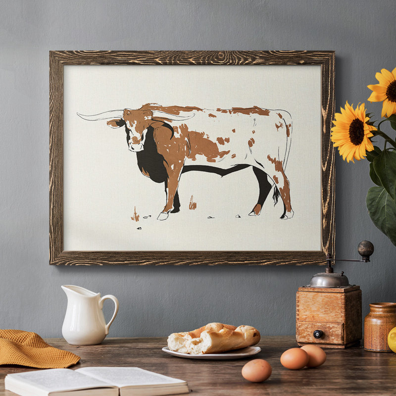 Terre Cotta Steer IV, reproduction d'art sur toile, H 26 po x l 38 po, Noyer