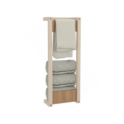 Wall Tower Rack 31.5" H, Natural Oak - Bathroom