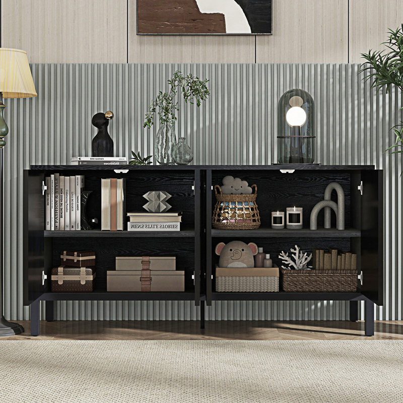 Élégante armoire de rangement, armoire de style buffet avec porte de cercle géométrique unique