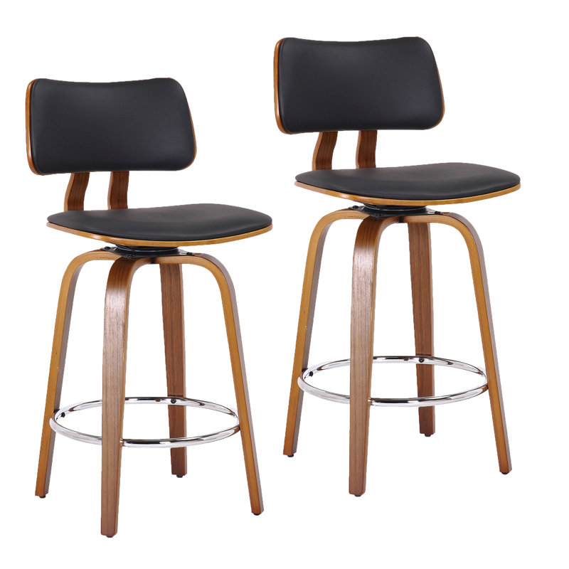 Tabouret de comptoir pivotant 26 po Braselton, Noir/noyer
