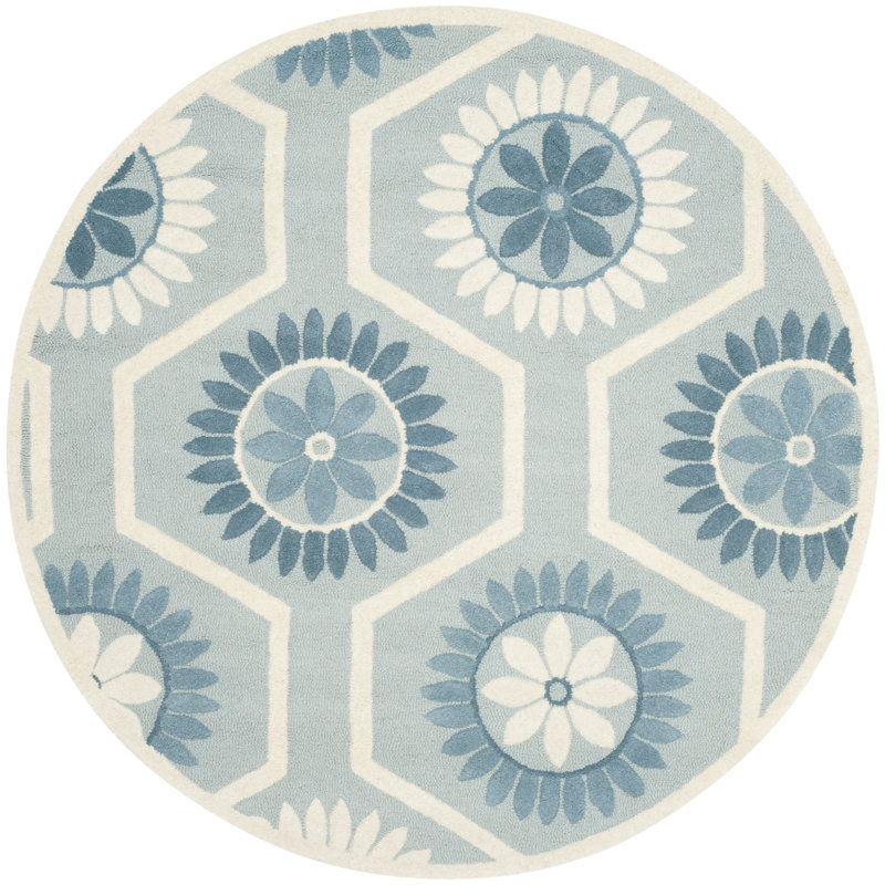 Cannen Hand Tufted Wool Floral Rug, Round 6'