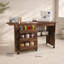 Table de couture pliante multifonctionnelle en noyer sur roulettes verrouillables - poste de travail 4-en-1, bureau d'ordinateur, table de bout et rangement de cuisine avec tablettes